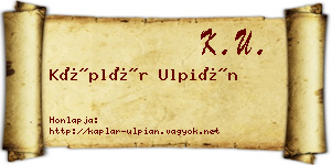 Káplár Ulpián névjegykártya